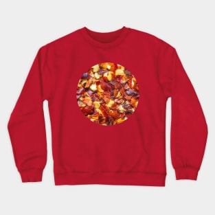 Spicy Red Hot Pepper Chili Flakes Circle Photograph Crewneck Sweatshirt